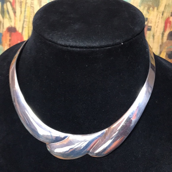 Taxco 925 Solid Sterling Silver Choker Collar Necklace Mexico TP-71 EVC Elegant - Picture 1 of 9